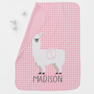Pink & White Llama Gender Neutral Baby Blanket