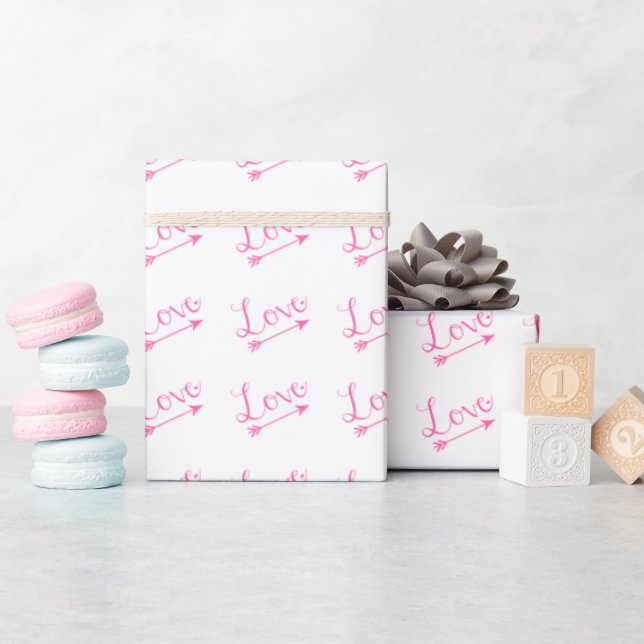Pink & White Love Arrow Valentine's Day Wrapping Paper (Baby Shower)