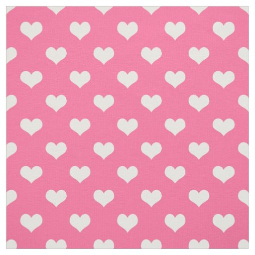 Pink White Love Heart Pattern Design  Fabric