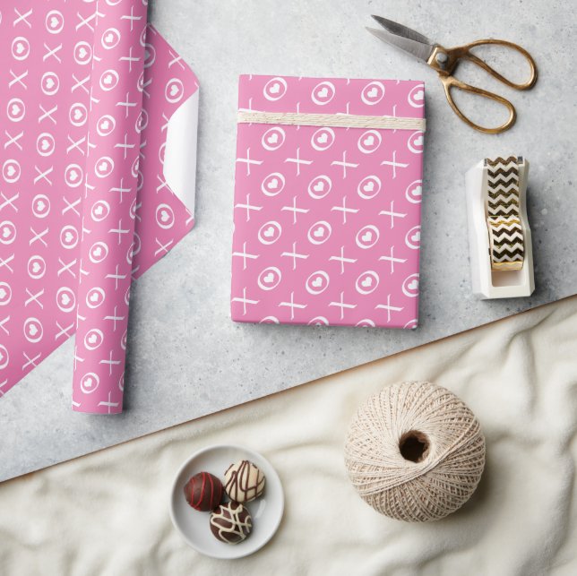 Pink & White Love Hearts & Kisses Valentine's Day Wrapping Paper (Crafts)