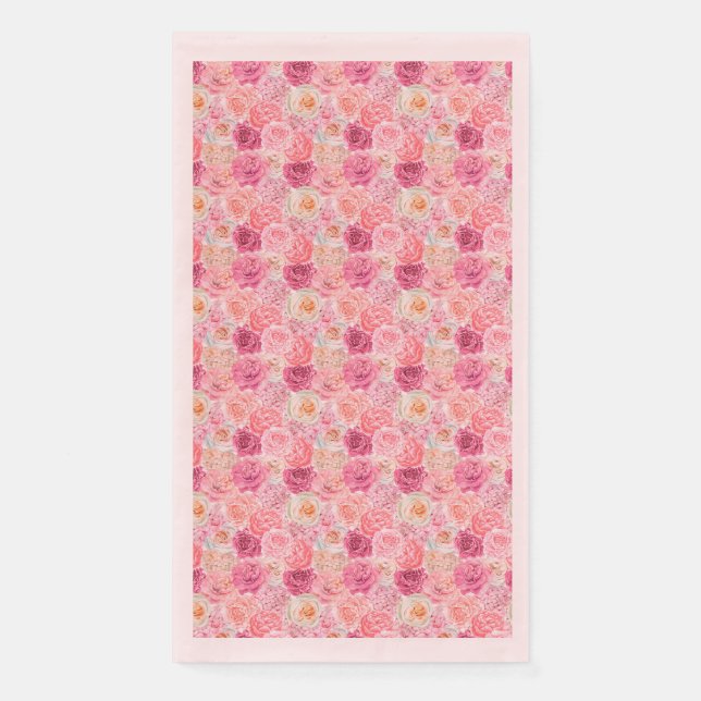 Pink White Magenta Floral Flowers Elegant Paper Guest Towels (Front)