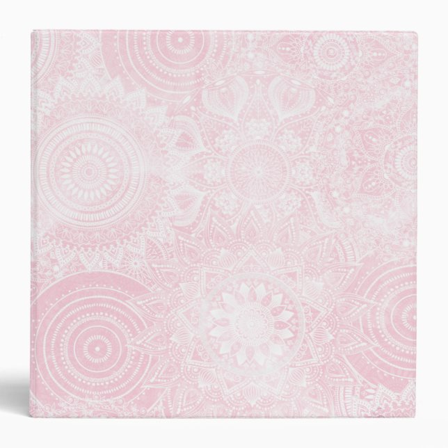 Pink White Mandala Collection 3 Ring Binder (Front)