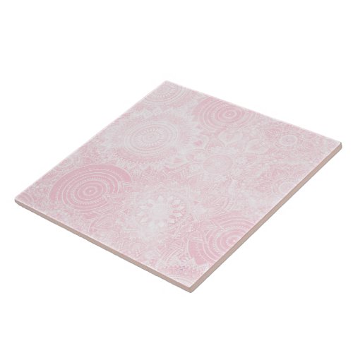 Pink White Mandala Collection Ceramic Tile