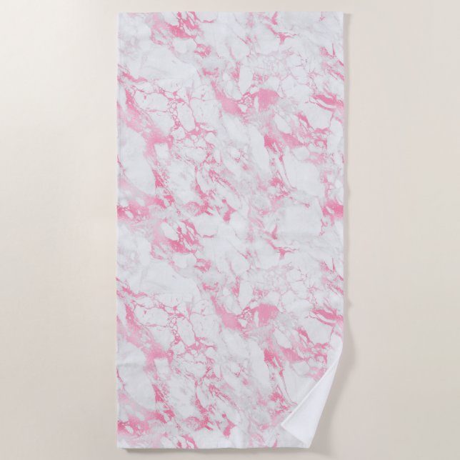 Pink White Marble       Beach Towel (Front)