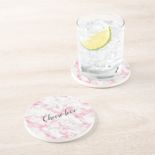 Pink White Marble Coaster