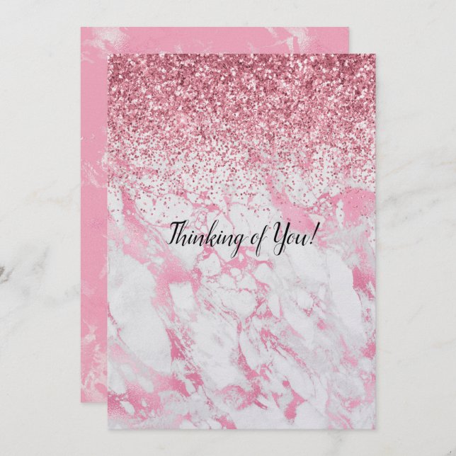 Pink White Marble Glitter           Card (Front/Back)