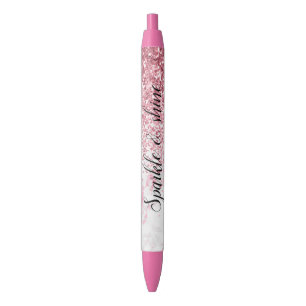 Pink White Marble Glitter Pen
