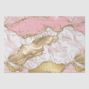 Pink White Marble Gold Glitter Tissue Paper