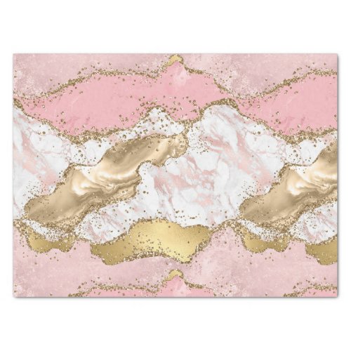 Pink White Marble Gold Glitter Tissue Paper