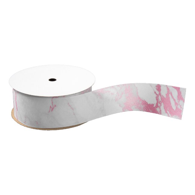 Pink White Marble       Grosgrain Ribbon (Spool)
