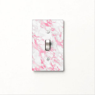 Pink White Marble Light Switch Cover