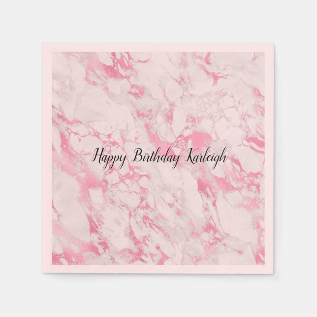 Pink White Marble  Napkins (Front)