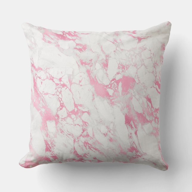 Pink White Marble           Throw Pillow (Front)
