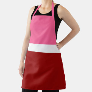 Pink White Maroon Red Color Block Apron