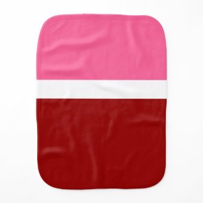Pink White Maroon Red Color Block  Baby Burp Cloth