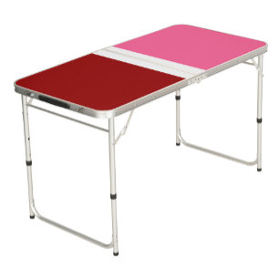 Pink White Maroon Red Color Block  Beer Pong Table