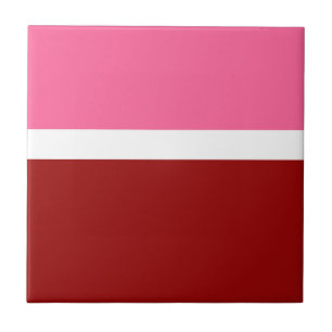 Pink White Maroon Red Color Block Ceramic Tile