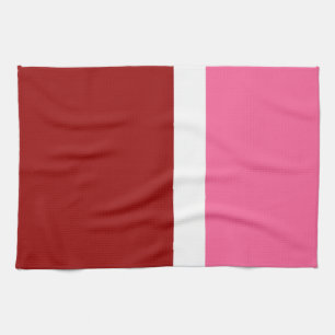 Pink White Maroon Red Color Block Kitchen Towel