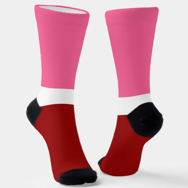 Pink White Maroon Red Color Block  Socks (Creator Uploaded)