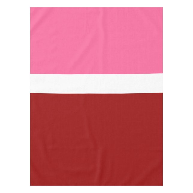 Pink White Maroon Red Color Block  Tablecloth (Front)