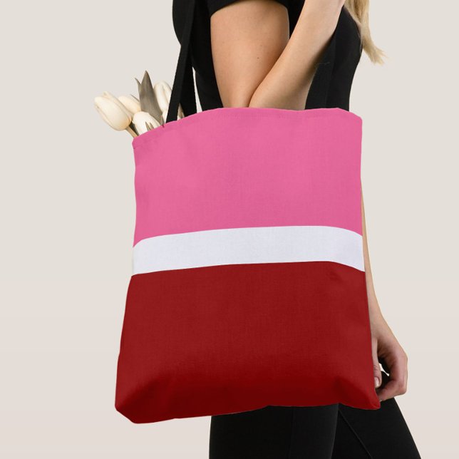 Pink White Maroon Red Color Block  Tote Bag (Creator Uploaded)