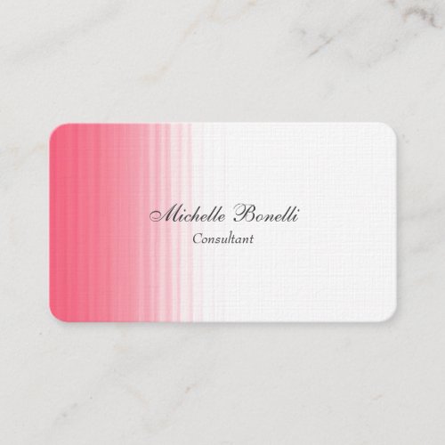 Pink White Minimalist Feminine Plain Classical Business Card
