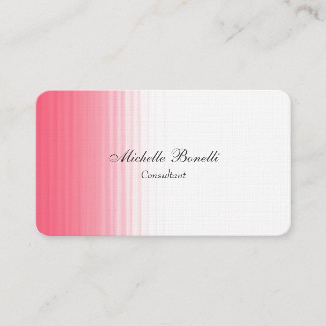 Pink White Minimalist Feminine Plain Classical Business Card (Front)