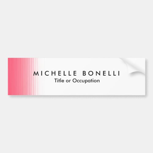 Pink White Minimalist Feminine Plain Modern Bumper Sticker