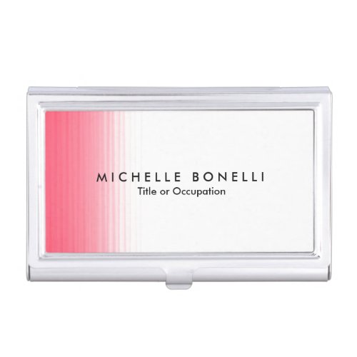 Pink White Minimalist Feminine Plain Modern Business Card Case