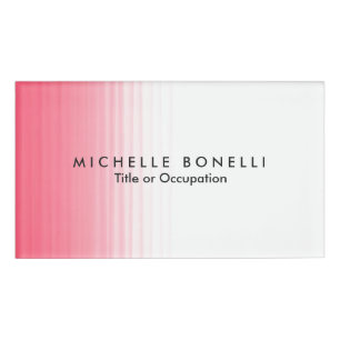 Pink White Minimalist Feminine Plain Modern Name Tag