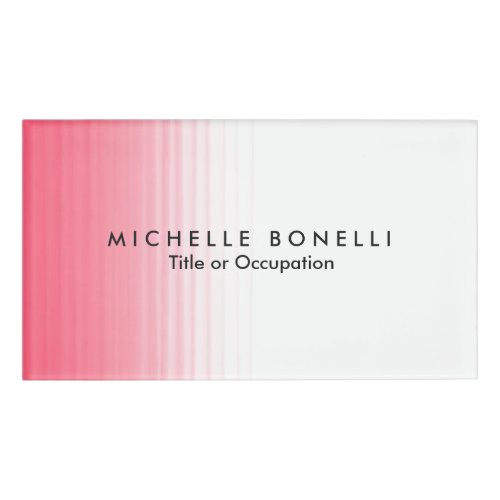 Pink White Minimalist Feminine Plain Modern Name Tag