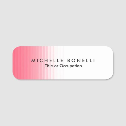 Pink White Minimalist Feminine Plain Modern Name Tag