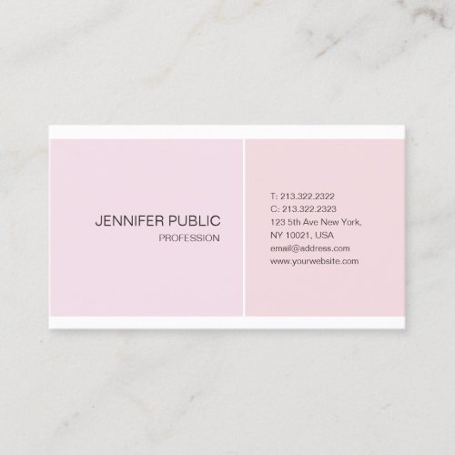Pink White Minimalistic Elegant Design Trendy Business Card
