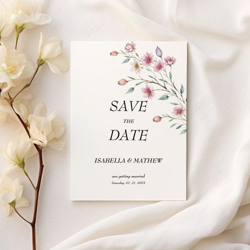 Pink white mint lilac spring flower Save the Date Invitation