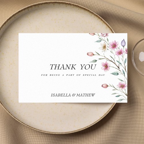 Pink white mint lilac spring flower Thank You  Invitation