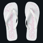 Pink White Modern Custom Bridal Party Flip Flops<br><div class="desc">These flip flops are perfect for your bridesmaids! Customize with your wedding date and wedding colors.</div>