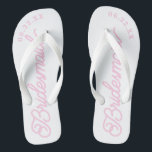 Pink White Modern Custom Bridal Party Flip Flops<br><div class="desc">These flip flops are perfect for your bridesmaids! Customize with your wedding date and wedding colors.</div>