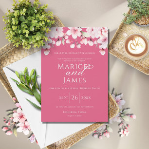 Pink & White Modern Floral Elegant Wedding Invitation