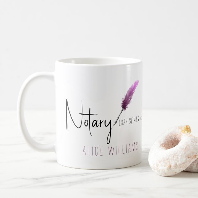 Pink & White Modern Minimalist Simple Notary Coffee Mug (With Donut)