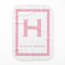 Pink White Modern Monogram Baby Girl Burp Cloth Pink White Modern Monogram Baby Girl Burp Cloth