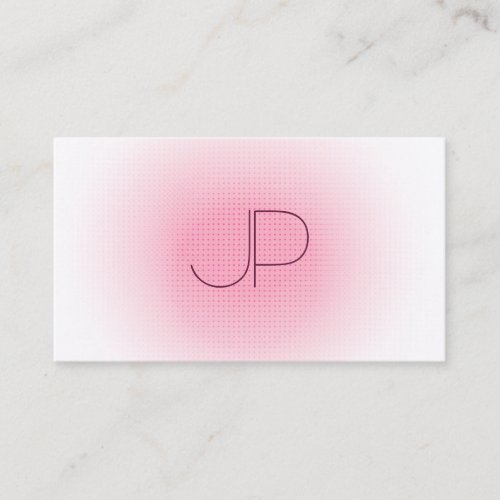 Pink White Modern Monogram Professional Elegant Business Card