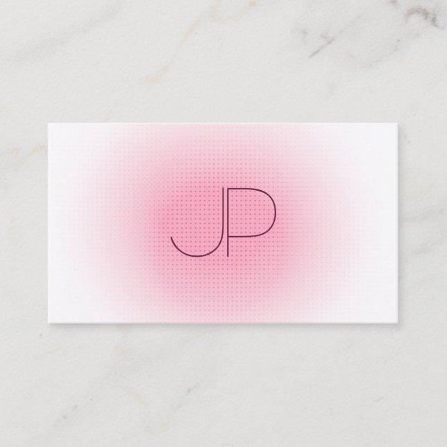 Pink White Modern Monogram Professional Elegant Business Card (Front)