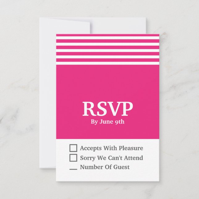 Pink & White Modern RSVP Response Card 3.5 x 3" (Front)