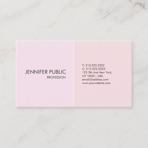 Pink White Modern Simple Elegant Plain Trendy Business Card