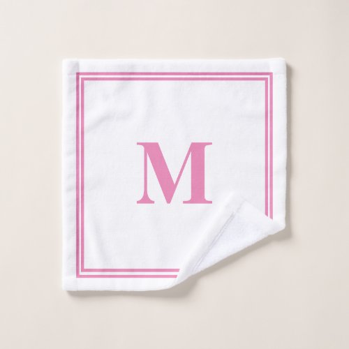 Pink White Monogram Initial Custom Name Striped  Wash Cloth