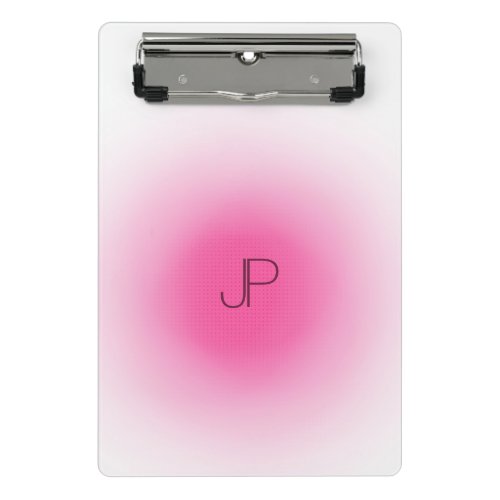 Pink White Monogram Modern Elegant Template Mini Clipboard