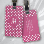 Pink White Monogram Polka Dots Luggage Tag<br><div class="desc">A modern two-tone polka dot design with a chic monogram.</div>