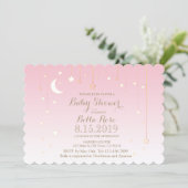 Pink White Moon Star Girl Baby Shower Invite (Standing Front)