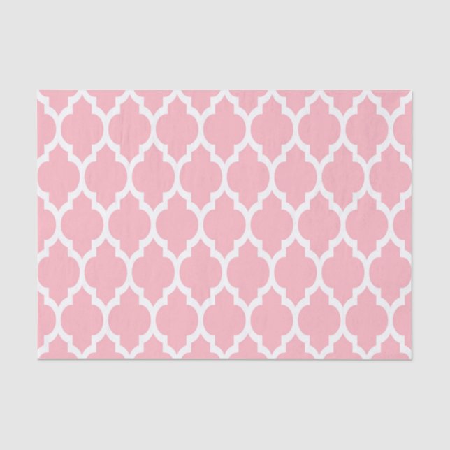 Pink White Moroccan Quatrefoil Pattern #4 Tissue Paper (Front)