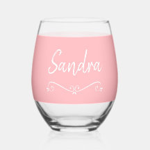 Pink White Name Birthday 4Sandra Drinkware Set